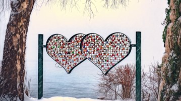 Hearts in snow