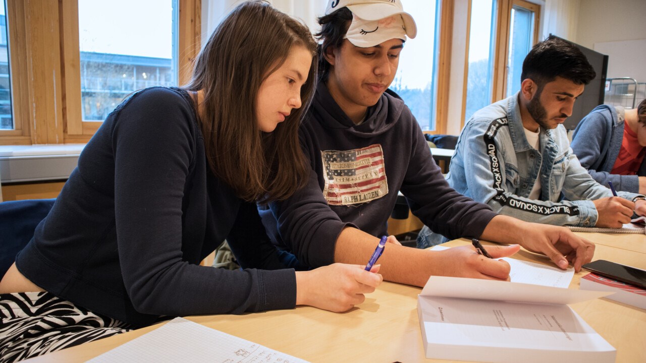 Bild på gymnasieeleverna Wilma Johansson och Pontus Hector