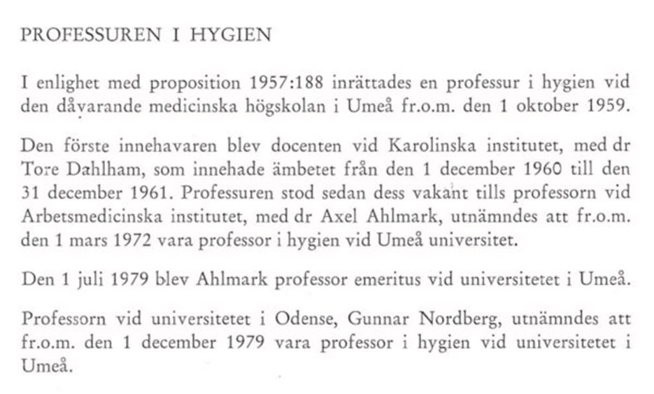 Utdrag ur Umeå Universitets skrift om Professorsinstallationen 1980