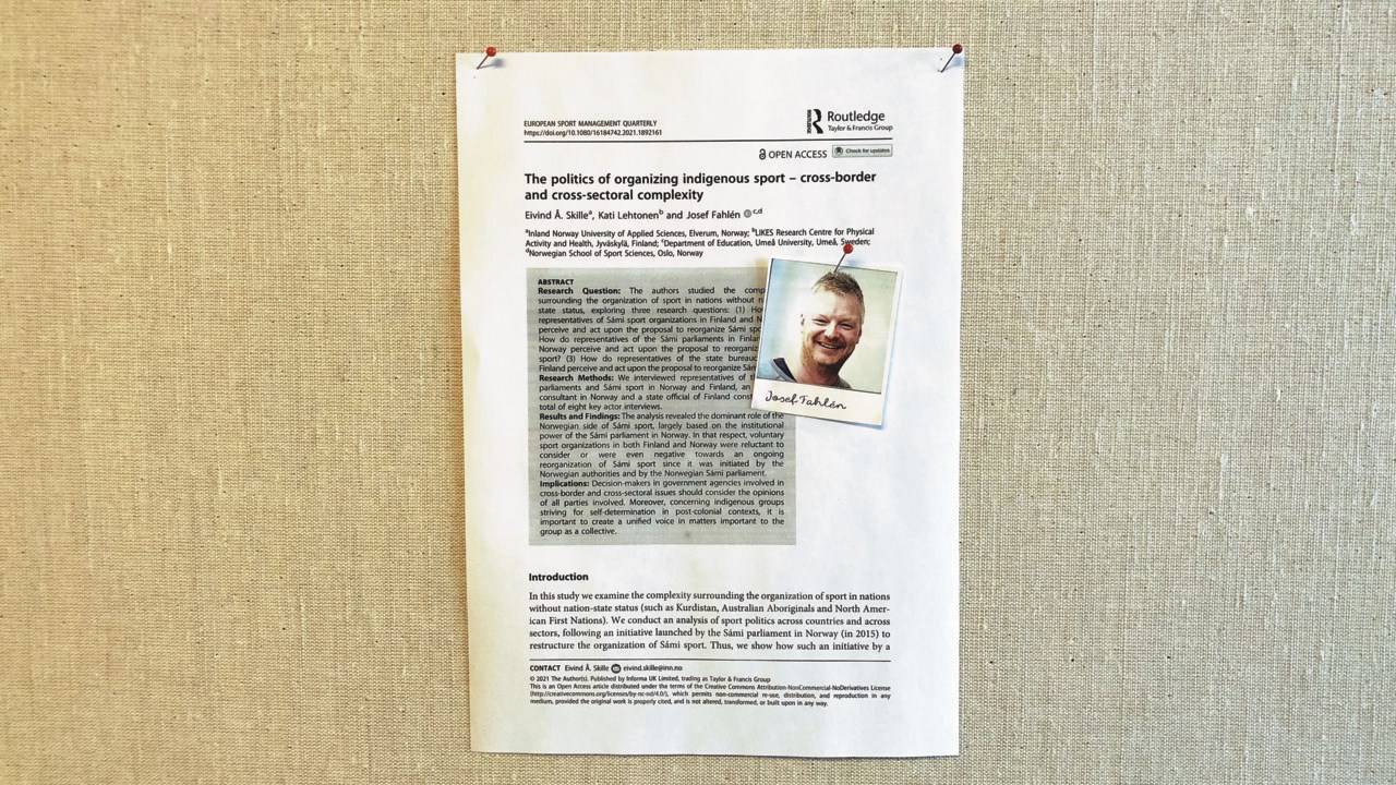 Publikation i European Sport Management Quarterly: Josef Fahlén