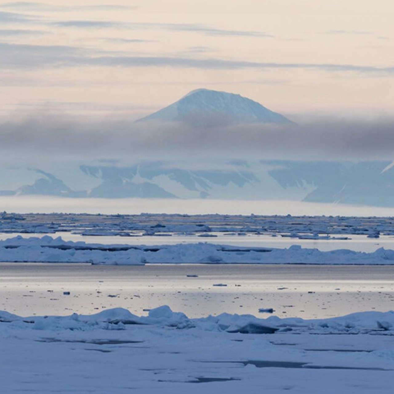 Berg och glaciärer på norra Grönland från havet.