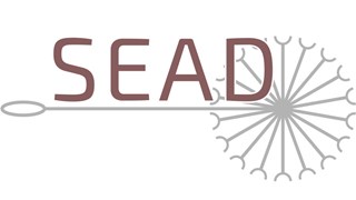 A image of a dandelion with the letters SEAD written across