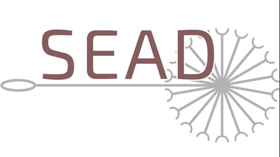 A image of a dandelion with the letters SEAD written across