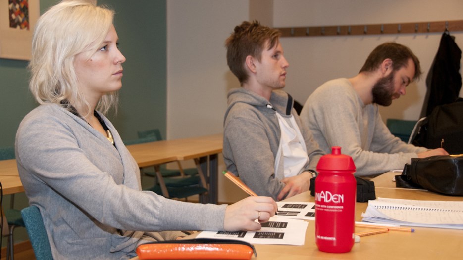 Bild på Maria Duvaldt, student, under föreläsning