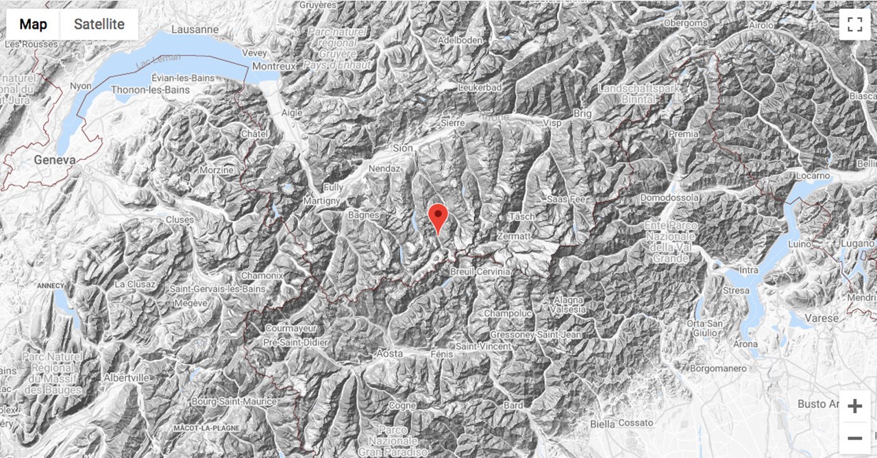 Bild på karta över alperna.