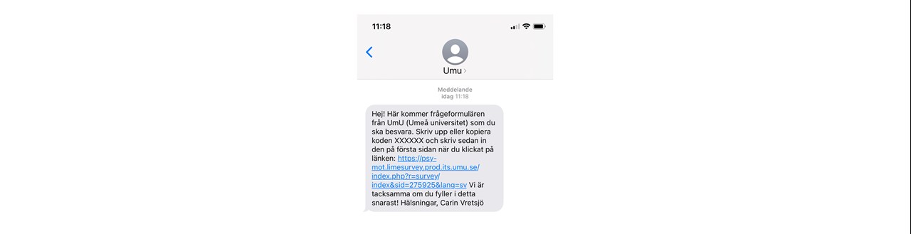 Psykologmottagningen: Digitala frågeformulär skickat via SMS