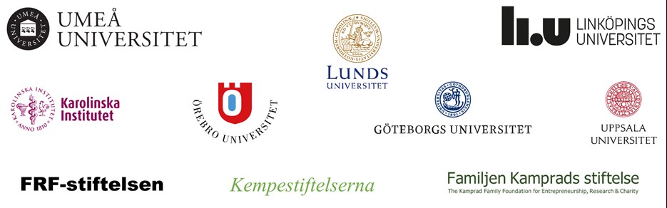 Kollage över de sponsorer som finansierar Nationella forskarskolan i allmänmedicin.