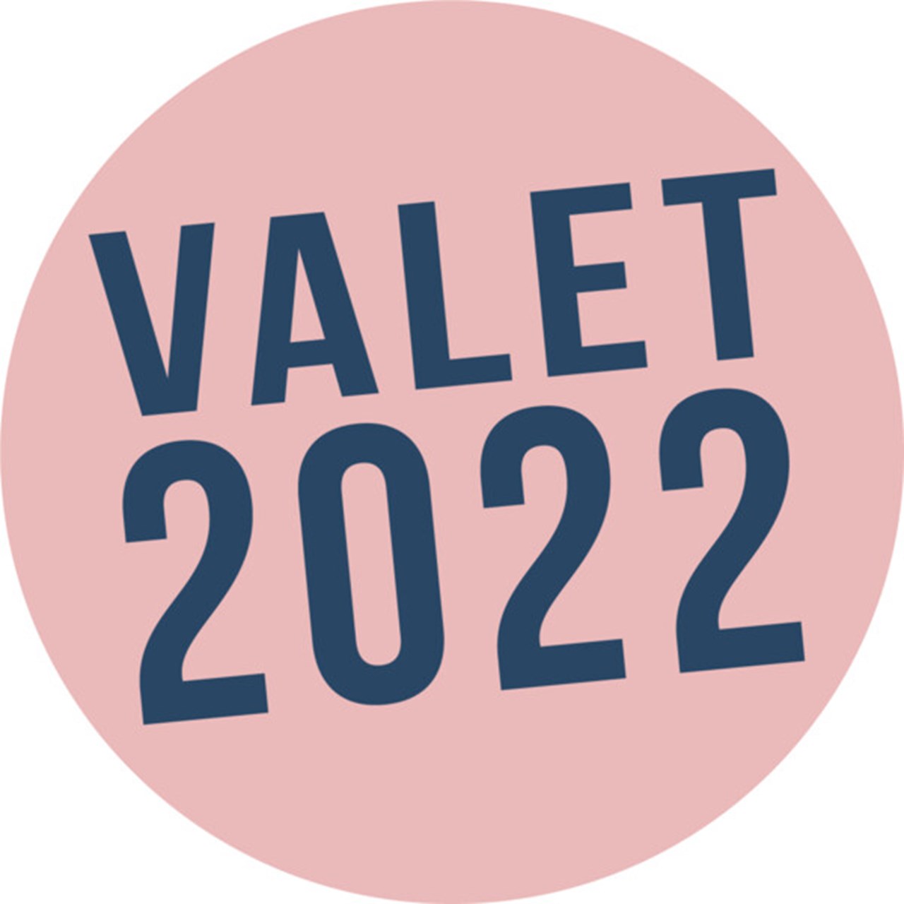 Rund rosa ring med blå text i där det står valet 2022