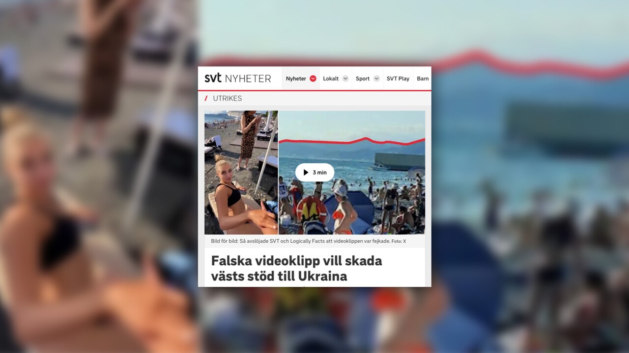 Screenshot från SVT och en nyhet om Ukraina och fake news