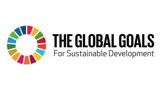 Logo with the text The Global Goals for Sustainable Development.
