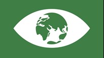 Illustration of an eye where the iris is the earth affected by climate change.