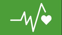 Illustration of a heart and graph indicating the heart rate. This to symbolise health.