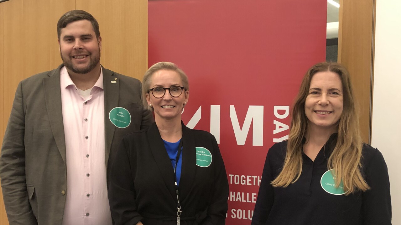 Nils Enwald, Camilla Jägerving Isaksson och Linda Burén från äldreomsorgsförvaltningen på Umeå kommun.