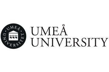Umeå universitets engelska logga svart text med vit bakgrund