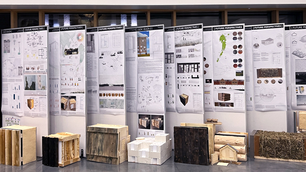 Image of exhibition in entrance of architecture school