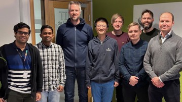 The Computational Mathematics research group today. From the left: Balaje Kalyanaraman, hantiram Mahata, Karl Larsson, Siyang Wang, Jonatan Vallin, Andreas Granath, Carl Lundholm and Mats G Larson.