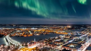 Northern Lights over Umeå  city