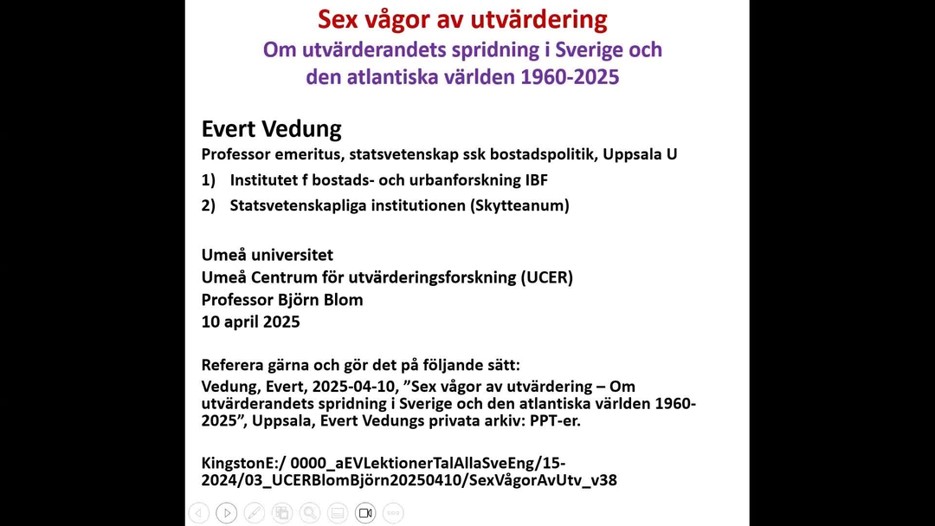 Film: UCER seminarium med Evert Vedung