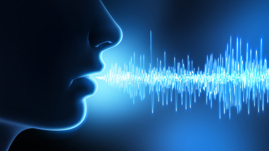 Human face and mouth and sound waves - 3D illustration
