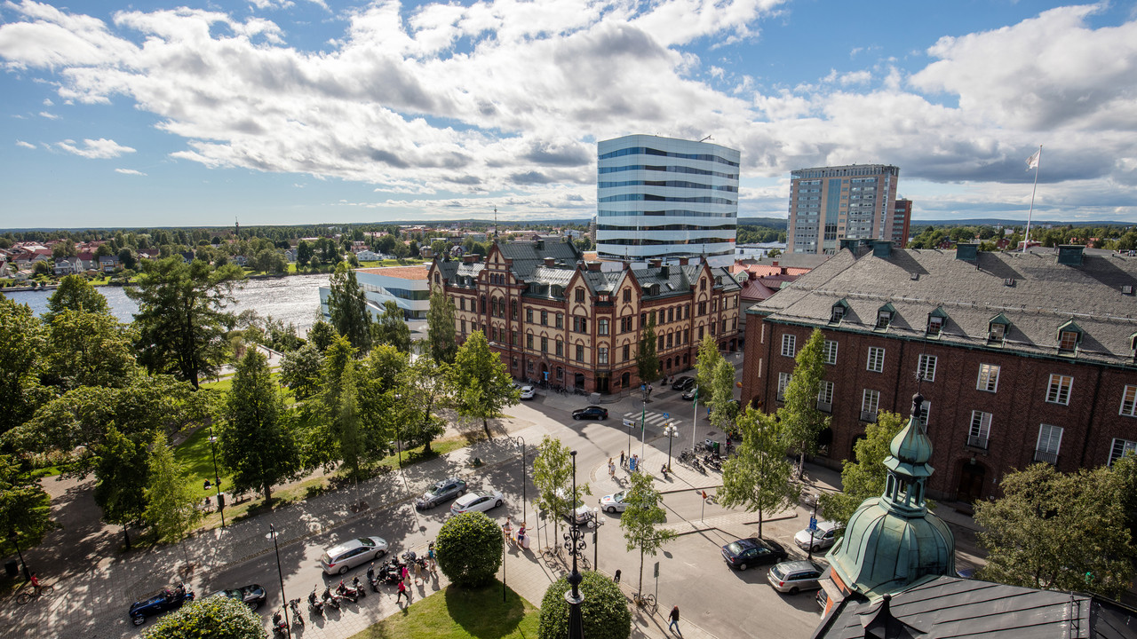 Vy fr¨ån Rådhusets torn sommaren 2015. Bild från Umeå kommun.
