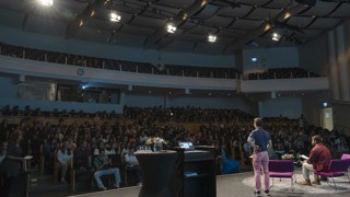 Aula Nordica stage view at the Orientation for new international students in August 2024.