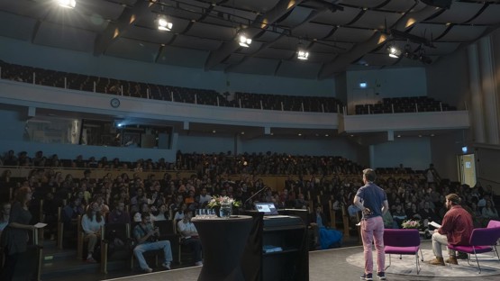 Aula Nordica stage view at the Orientation for new international students in August 2024.