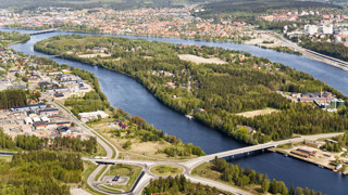 Flygbild över Umeå.