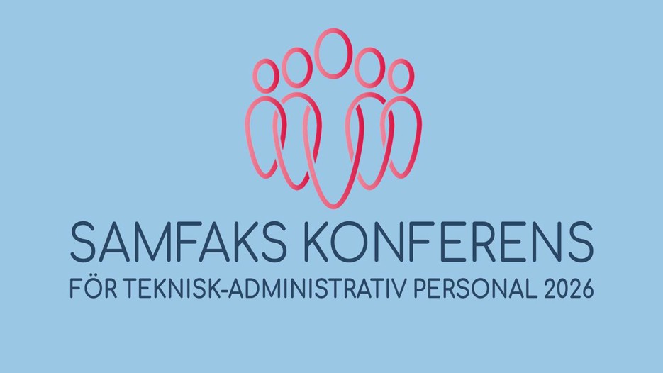 Samfaks konferenslogotyp på blå bakgrund.