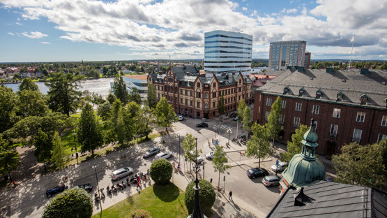 Vy fr¨ån Rådhusets torn sommaren 2015. Bild från Umeå kommun.