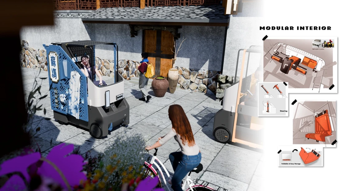 Traveling with small footprint in the street.