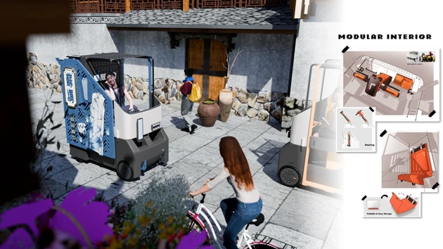 Traveling with small footprint in the street.