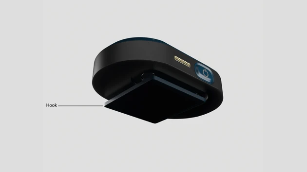 The wearable device can be worn on clothing in two ways. The second method is using the hook, which is suitable when the user is wearing a jacket that has a pocket.