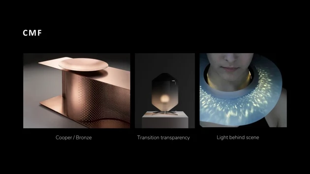 for the CMF Luma has the colors of the cooper or bronze as well as transitional transparency materials and lights that glow behind scenes.