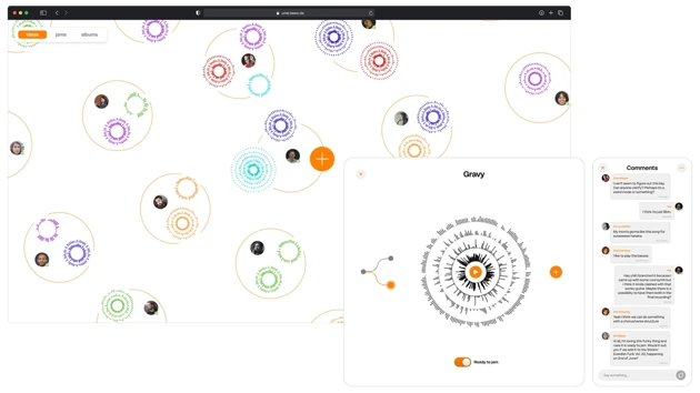 The BeeSide opens on a collaborative songwriting canvas, where users can post fresh ideas and add new layers to the grooves of their peers.