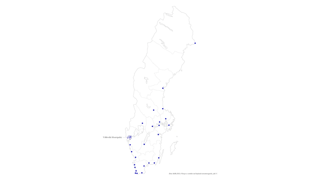 A map showing Swedish areas under significant flood risk 2025.
