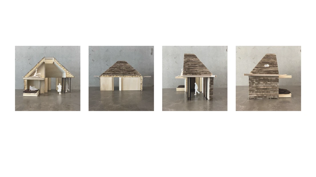 Four photos of housing model by student