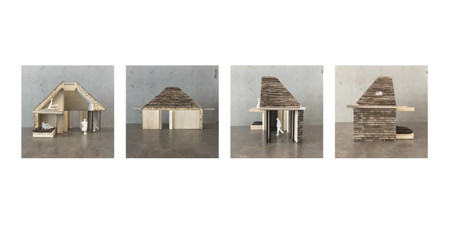 Four photos of housing model by student