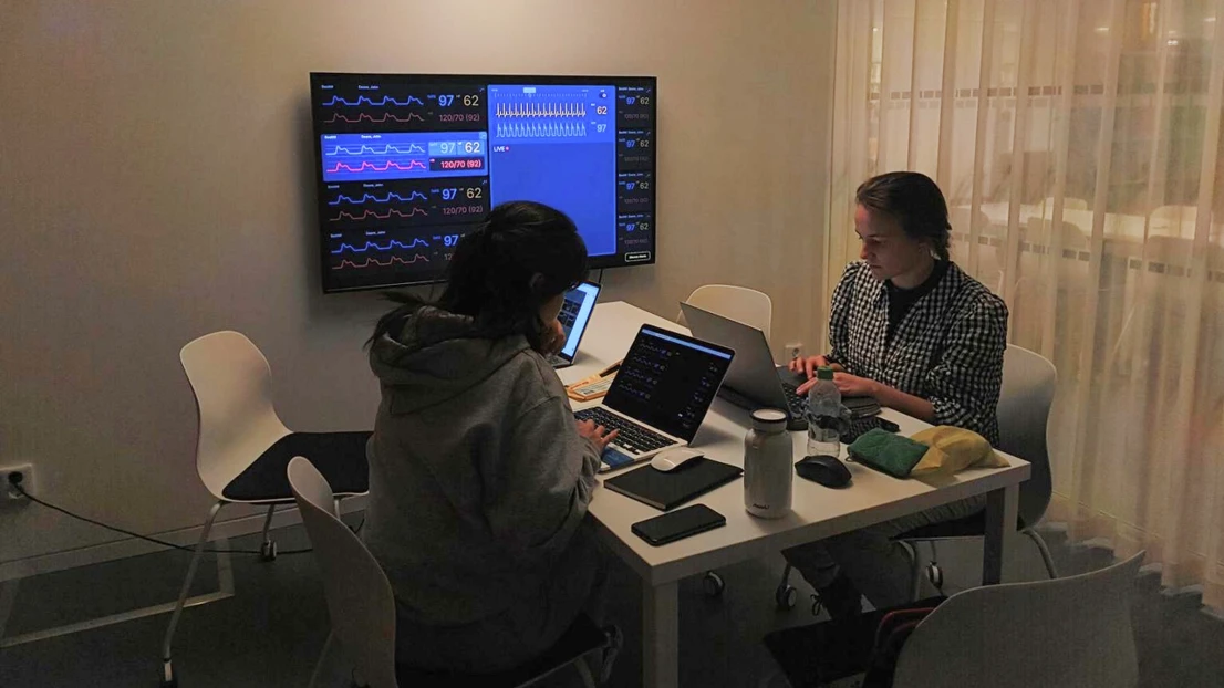 Testing UI screens on a big monitor.