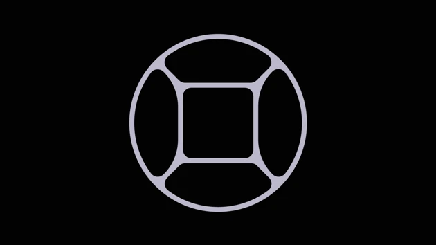 abstrakt logotyp i cirkel på svart botten
