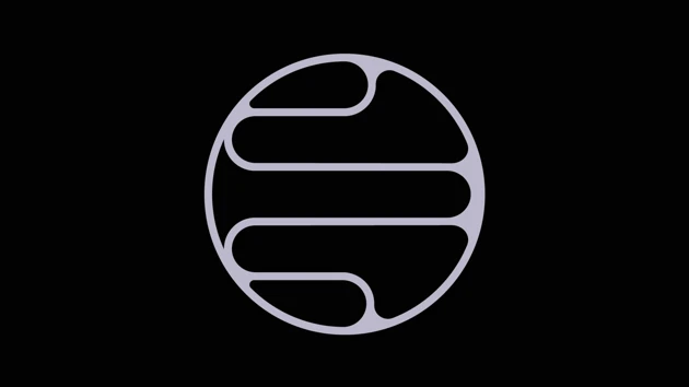 abstrakt logotyp i cirkel på svart botten