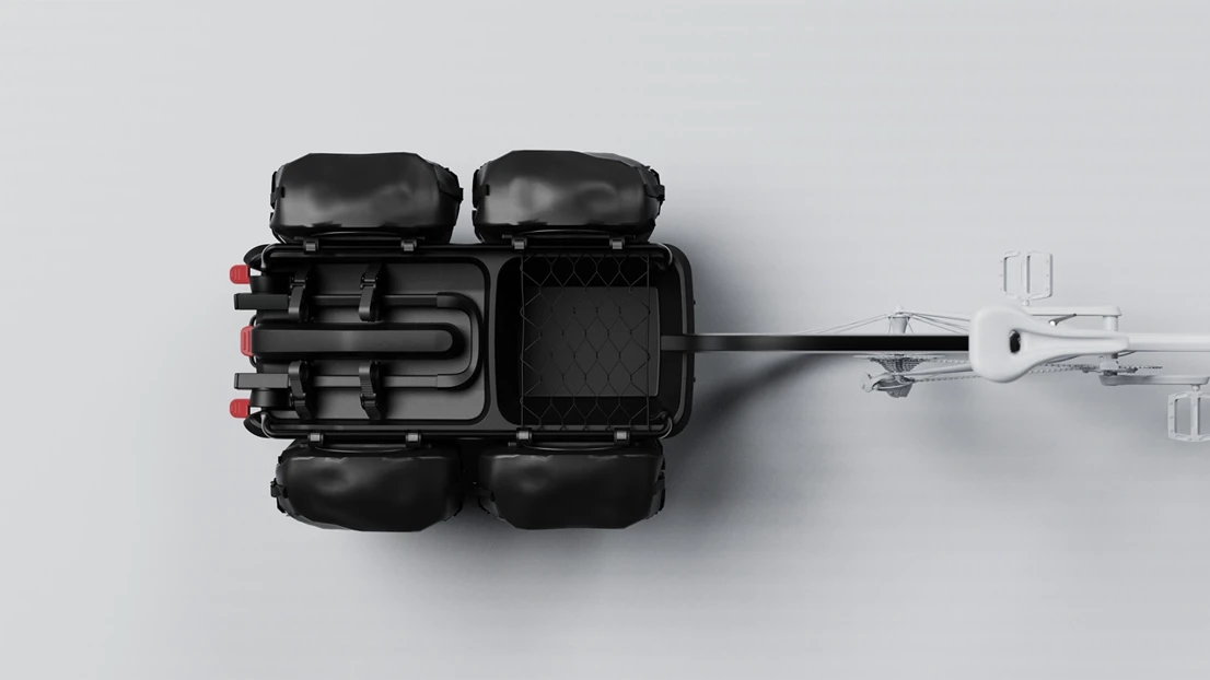 Thule Shield Pannier Bags can be attached to the side of the trailer.