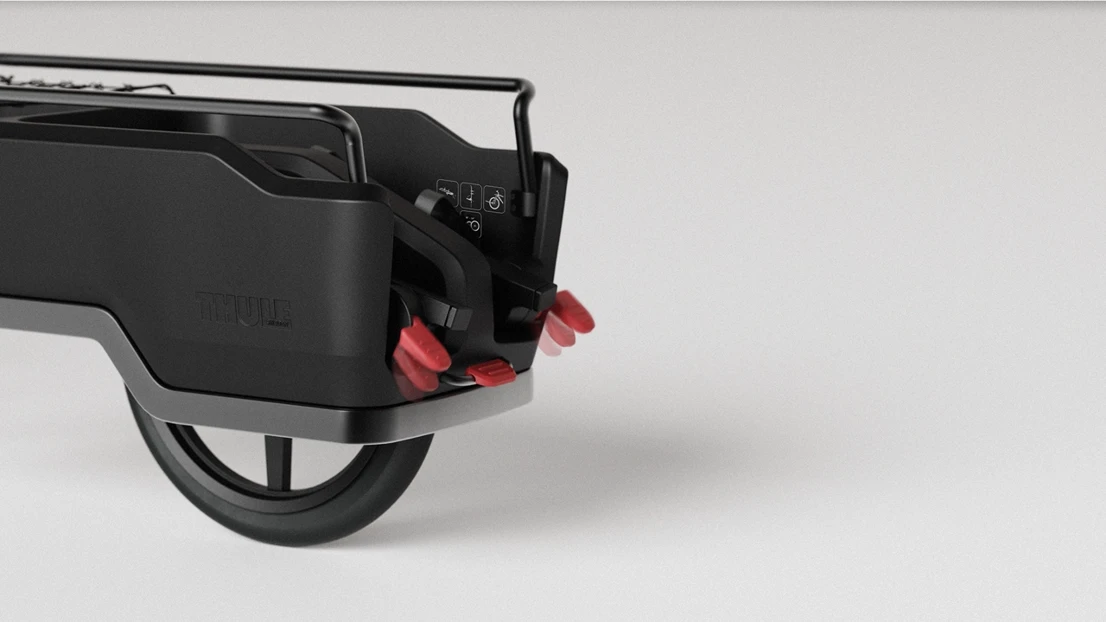 By pushing down the clamps, the towing mechanism slides out.