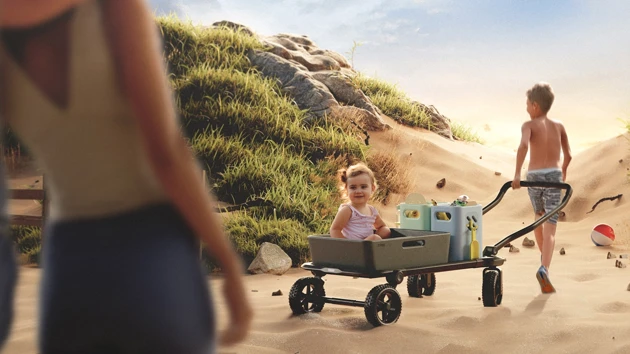 The platform adapts seamlessly to different scenarios, acting as a utility cart, a play space for kids, or even a resting spot.