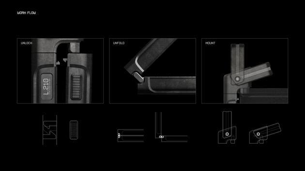 Product details: Lock to secure when folded, hinge to fold, moveable handle to lock to the drum barrel.
