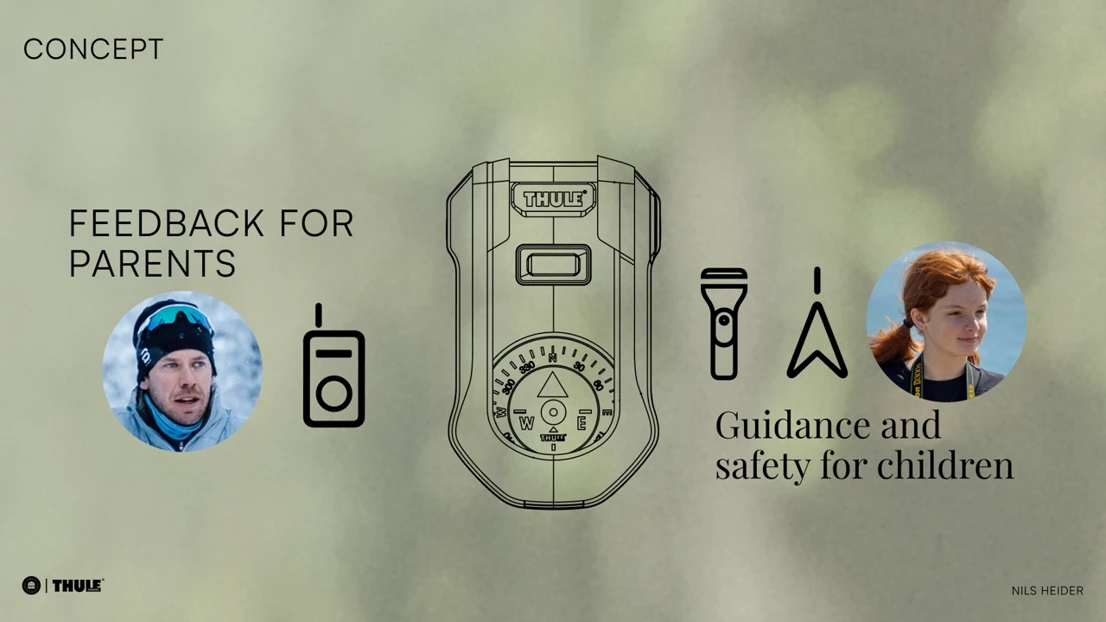 Main function of Thule Outlink on a hike – feedback for parents and guidance and the feeling of safety for children.
