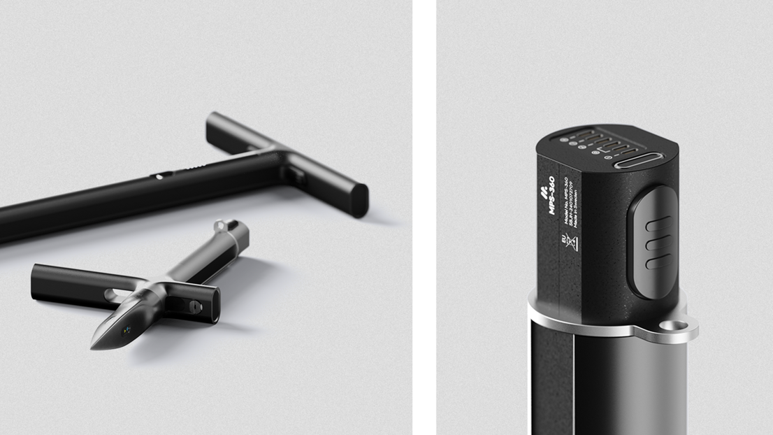 The MPS-360 separated into two parts, emphasizing its practical features for cleaning and storage.