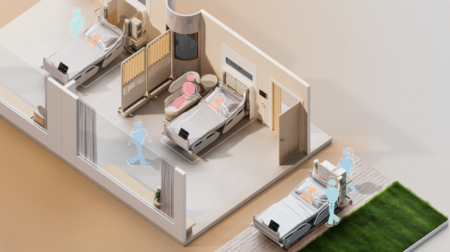 Mira transforms the ICU into a recovery-focused, connected, and caring environment with organised devices and welcoming spaces for families.