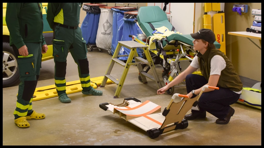 SCOUT ResQ Fold is a compact extraction stretcher with an extendable folding seat and integrated LUCAS 3 rail system that enables uninterrupted CPR and safer patient transport through narrow, urban spaces.