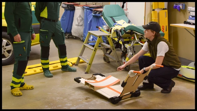 SCOUT ResQ Fold is a compact extraction stretcher with an extendable folding seat and integrated LUCAS 3 rail system that enables uninterrupted CPR and safer patient transport through narrow, urban spaces.