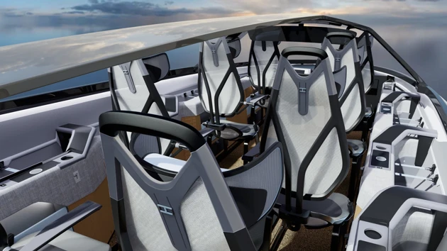 Final cabin design—showing seat integration, cabin design, and modular layout in context.